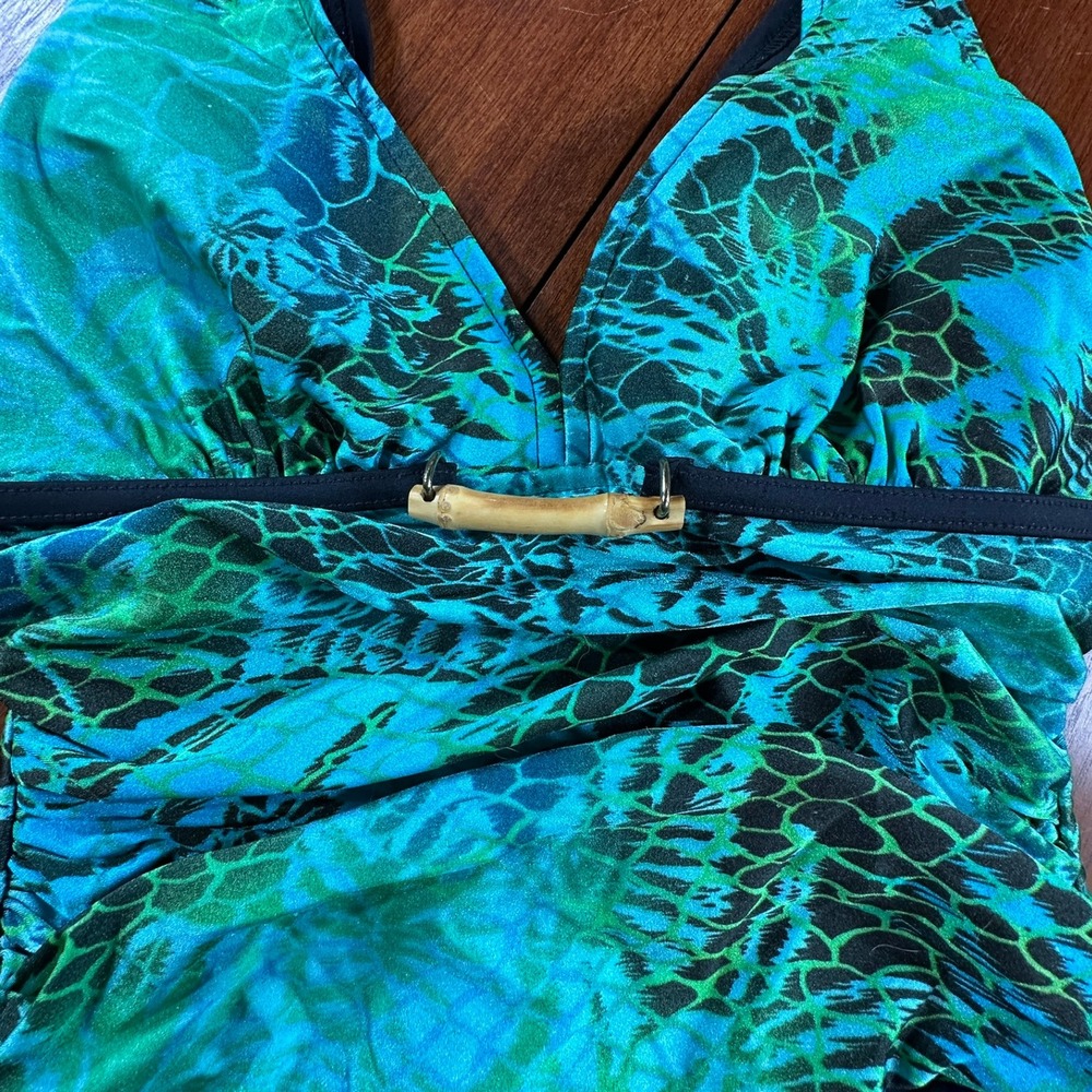 VTG Carol Wior Slimsuit One Piece Swimsuit Sz 10 Teal Beachy Cruise‎ Travel Swim
